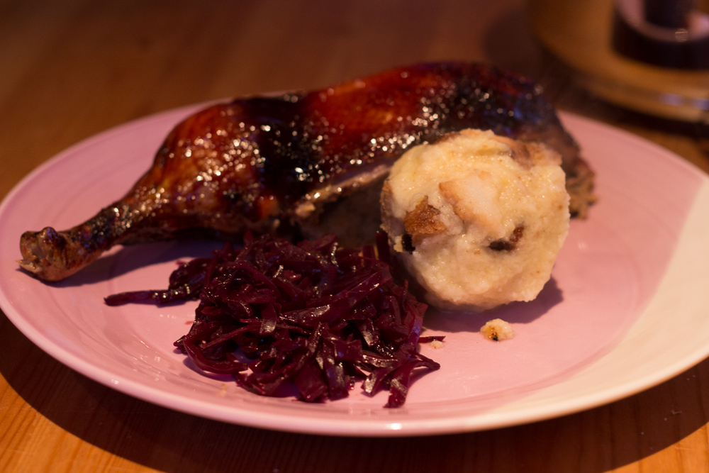 Rotkraut und Knödel